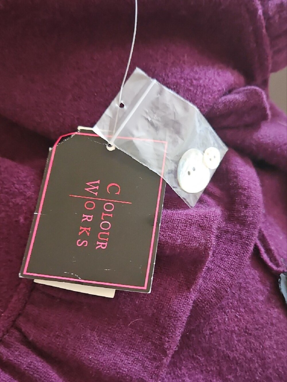 Colour Works Plum Ruffle-Trim Button Cardigan - Picture 12 of 15